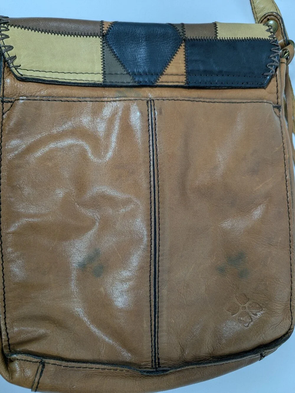 Patricia Nash Patchwork Armeno Genuine Leather Messenger Bag Crossbody Purse